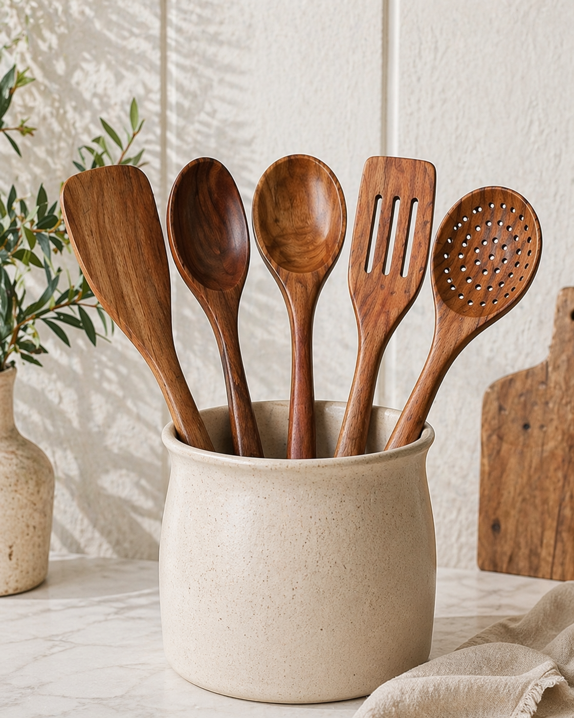 Teak cooking utensils