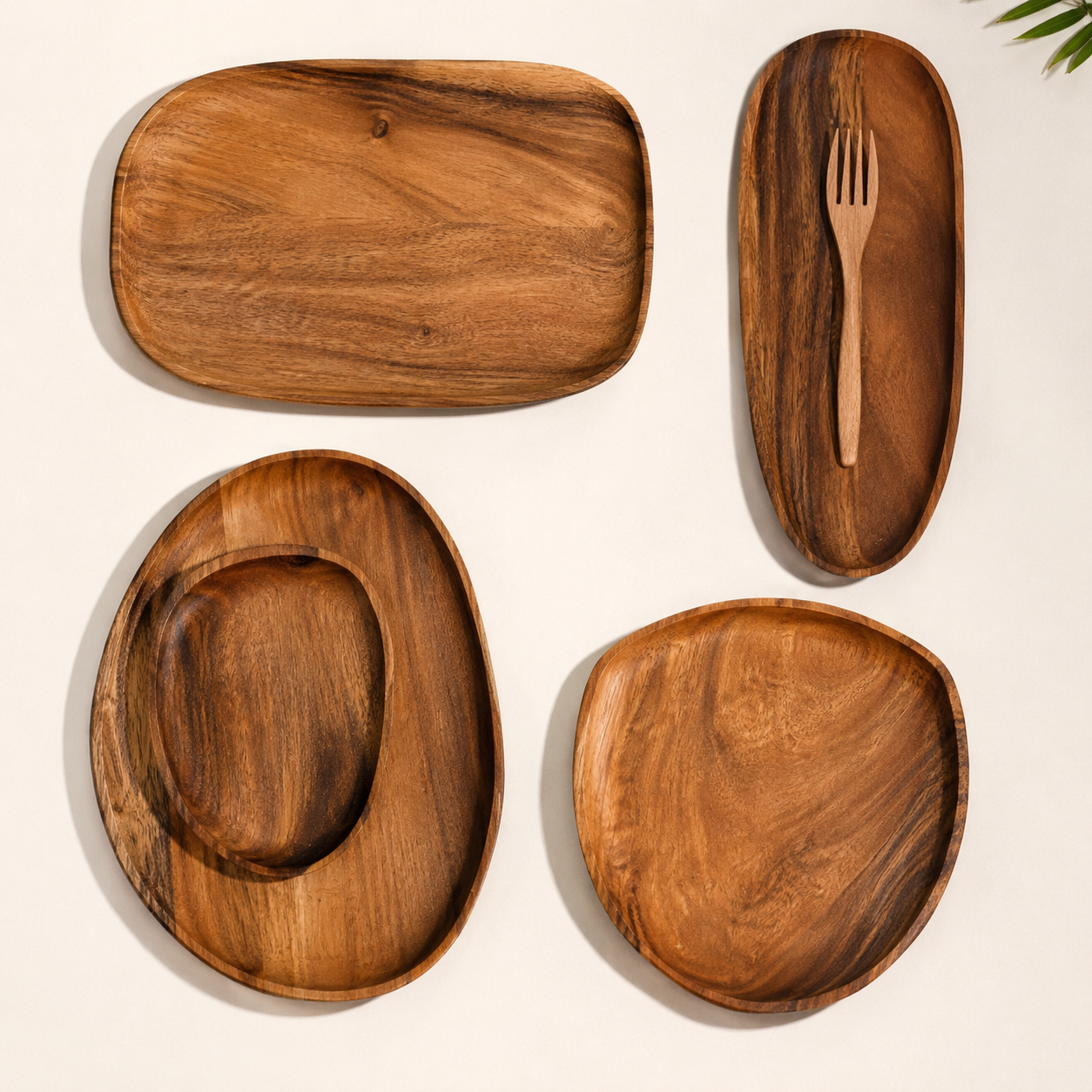 Solid Wooden Dinner Plates