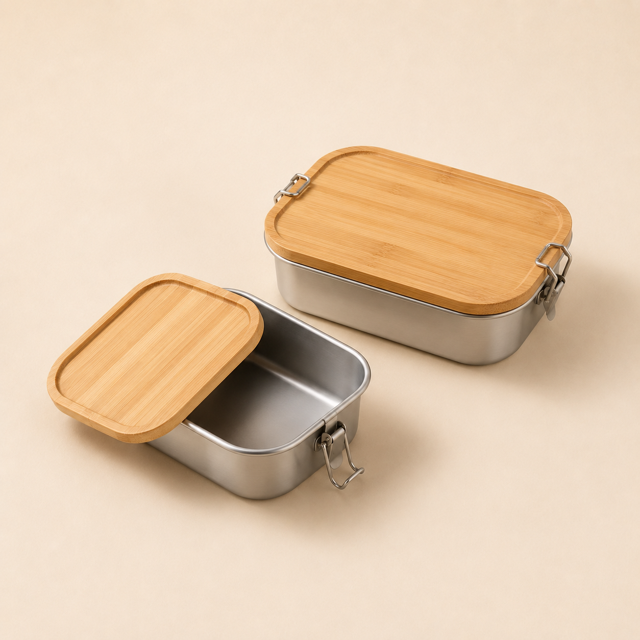 Lunch Boxes From Stainless Steel With Bamboo Lid