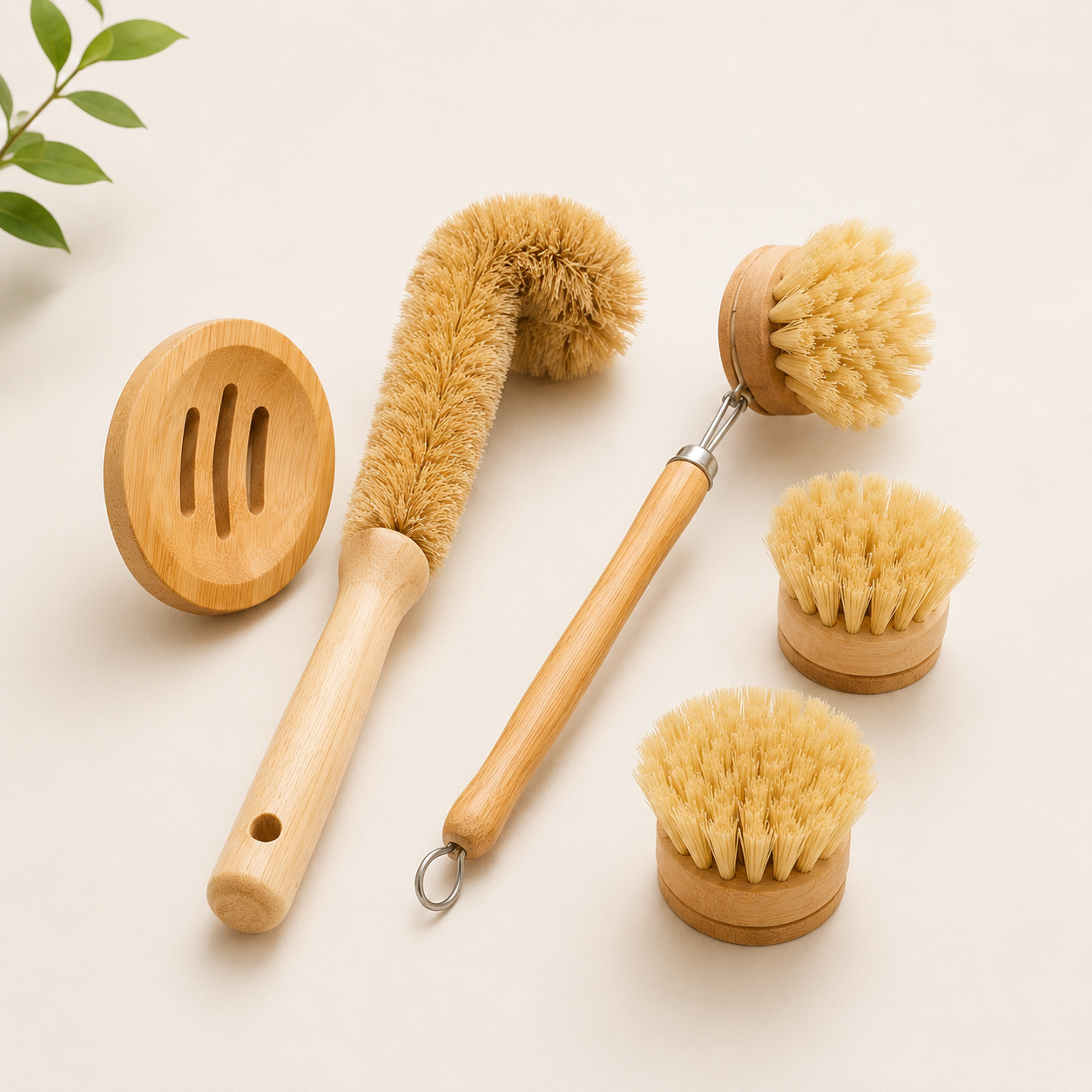 Dish Brush Set Made From Bamboo