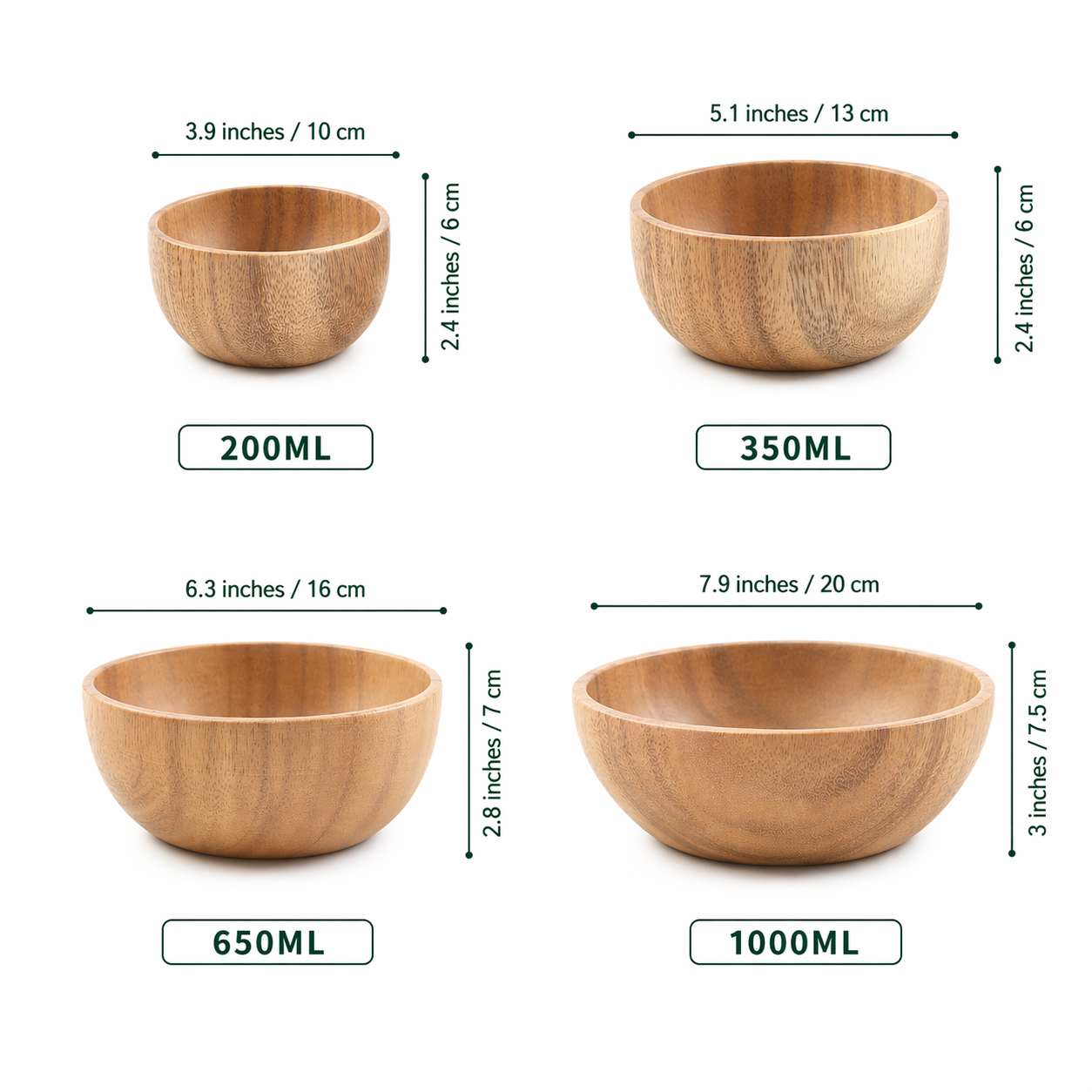 Acacia wooden bowls
