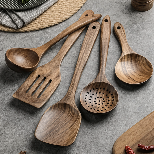 Teak cooking utensils