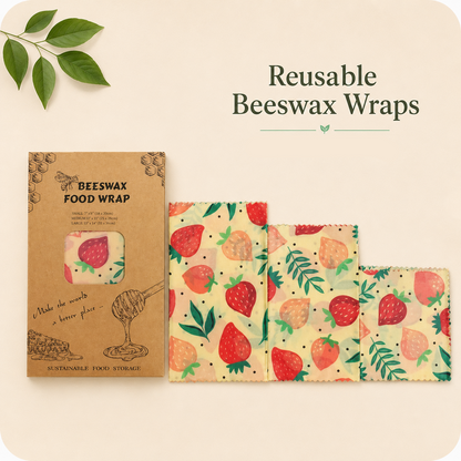 Reusable Beeswax Food Wraps – Set of 3