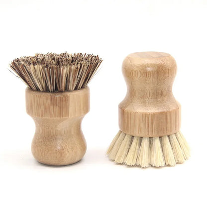 Köksrengöringsborste Sisal Palm Bambu Borste Kort handtag Rund Diskborste Grytborste Skoborste