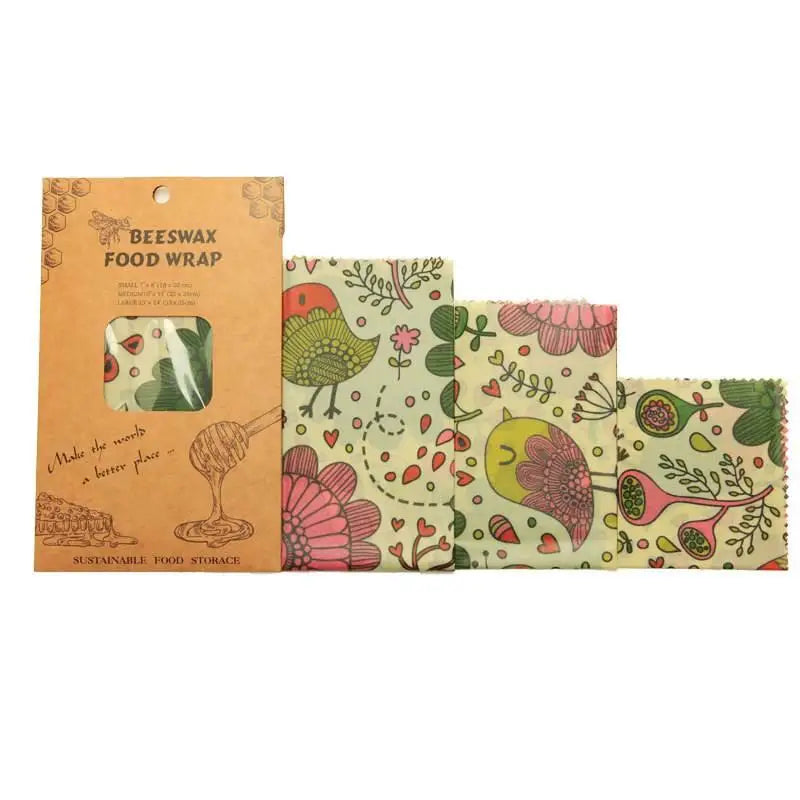 Reusable Beeswax Food Wraps – Set of 3