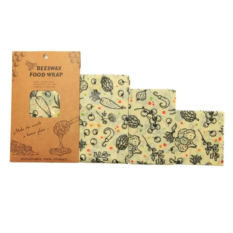 Reusable Beeswax Food Wraps – Set of 3