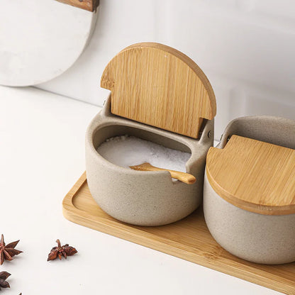 Ceramic Spice Jar With Bamboo Lid