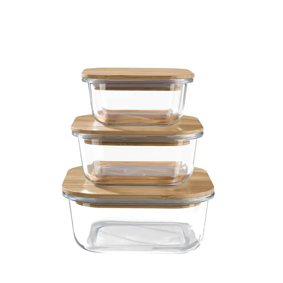 Glass lunchbox with wooden lid