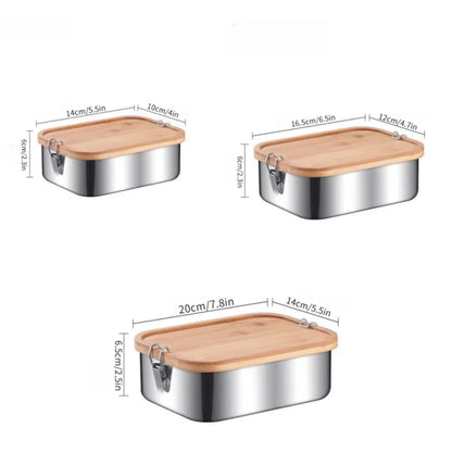 Lunch Boxes From Stainless Steel With Bamboo Lid