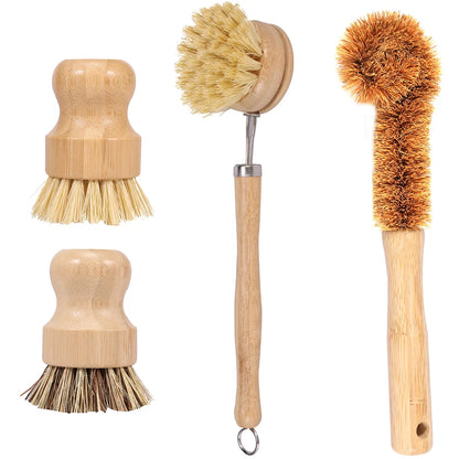 Dish Brush Set Made From Bamboo