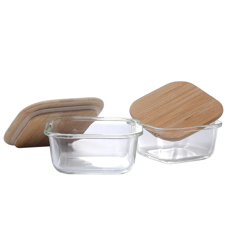 Glass lunchbox with wooden lid