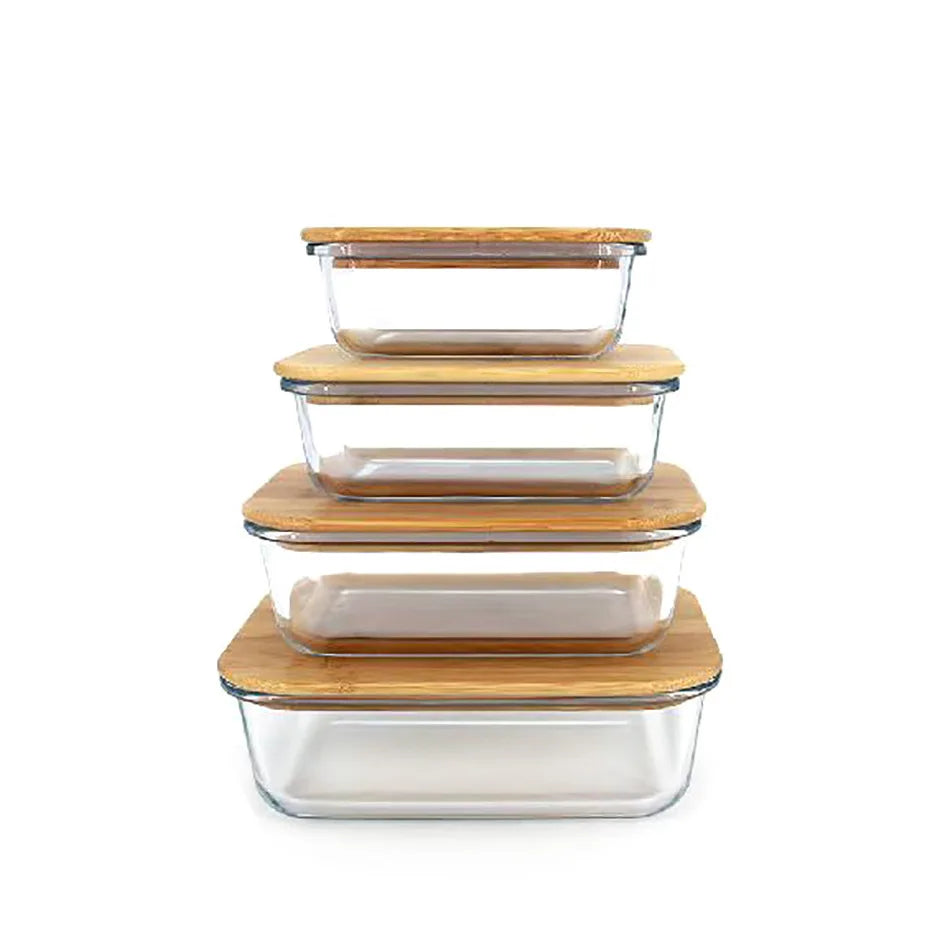 Glass lunchbox with wooden lid