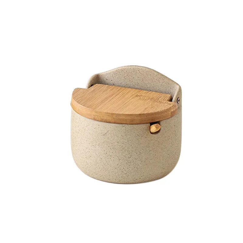 Ceramic Spice Jar with Bamboo Lid & Spoon