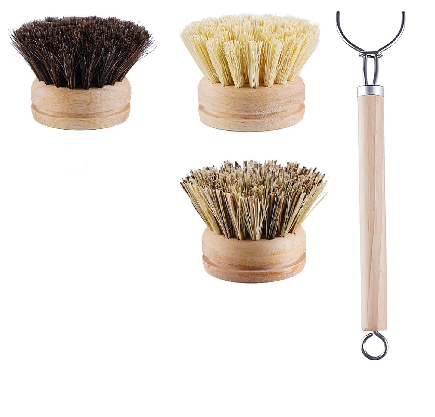 Wooden dish brush and Replaceable Heads