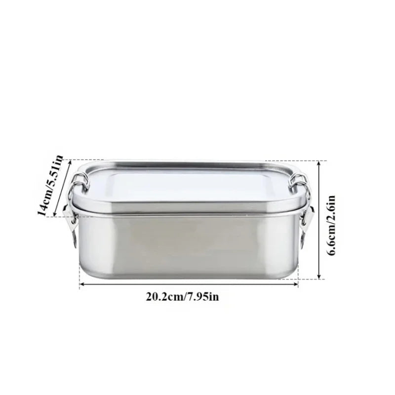 Stainless steel container with dimensions and capacity details on a white background