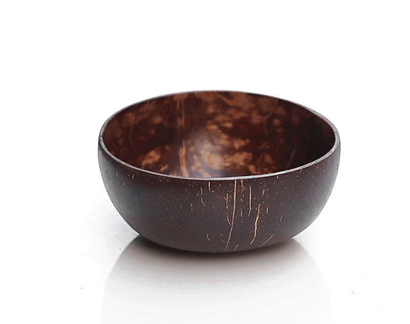 Coconut bowl with dimensions labeled on a white background