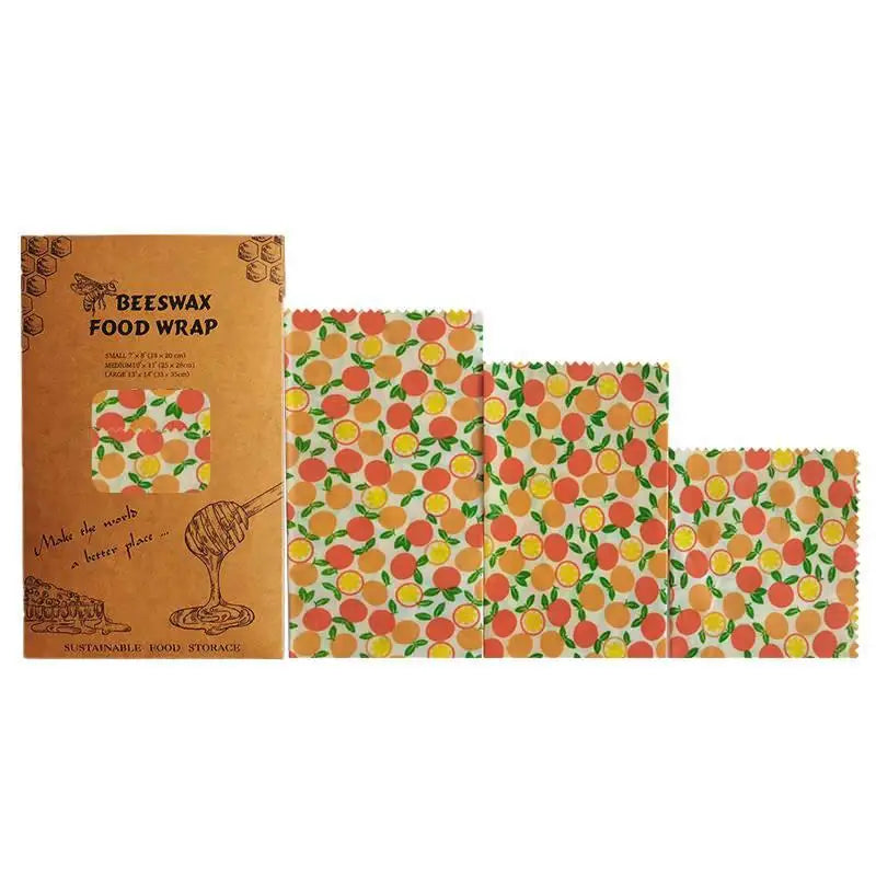 Reusable Beeswax Food Wraps – Set of 3